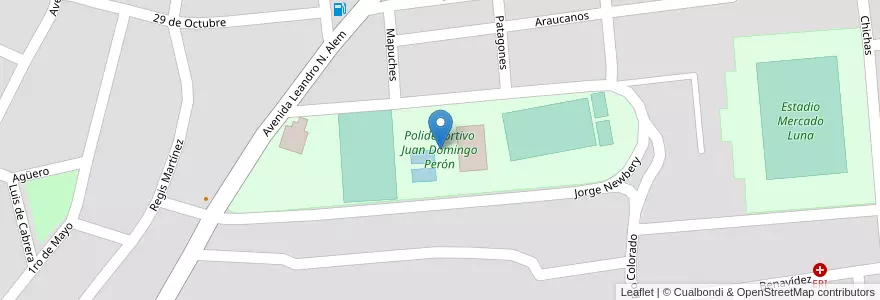 Mapa de ubicacion de Polideportivo Juan Domingo Perón en アルゼンチン, ラ・リオハ州, Departamento Capital, La Rioja.
