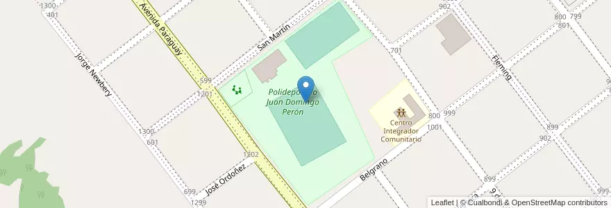 Mapa de ubicacion de Polideportivo Juan Domingo Perón en Arjantin, Misiones, Departamento San Javier, Municipio De San Javier.