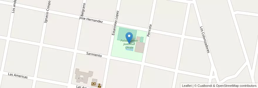 Mapa de ubicacion de Polideportivo Juventud Unida en Argentinië, Santa Fe, Departamento Las Colonias, Municipio De Santo Domingo, Santo Domingo.