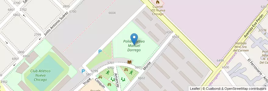 Mapa de ubicacion de Polideportivo Manuel Dorrego, Mataderos en アルゼンチン, Ciudad Autónoma De Buenos Aires, Comuna 9, ブエノスアイレス.