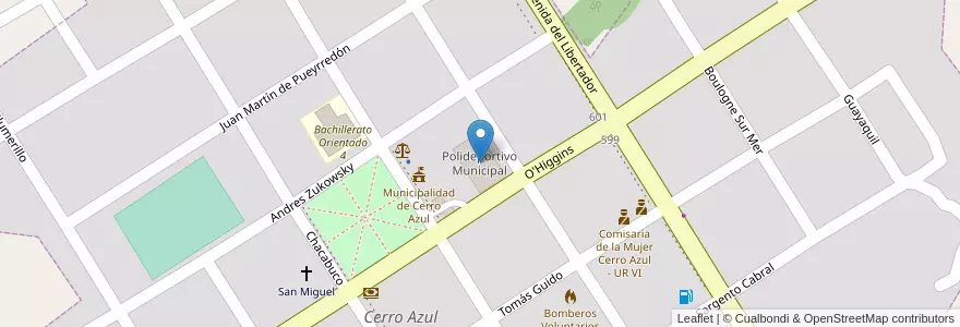 Mapa de ubicacion de Polideportivo Municipal en الأرجنتين, Misiones, Departamento Leandro N. Alem, Municipio De Cerro Azul, Cerro Azul.