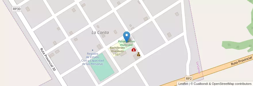 Mapa de ubicacion de Polideportivo municipal en アルゼンチン, ミシオネス州, Departamento Concepción, Municipio De Santa María, La Corita.