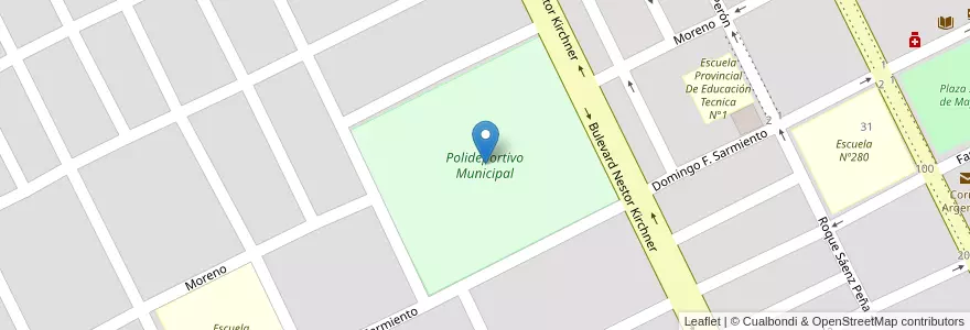 Mapa de ubicacion de Polideportivo Municipal en Argentinien, Catamarca, Departamento La Paz, Municipio De Recreo, Recreo.