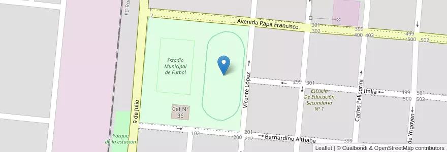 Mapa de ubicacion de Polideportivo Municipal en アルゼンチン, ブエノスアイレス州, Partido De General Alvear, General Alvear.