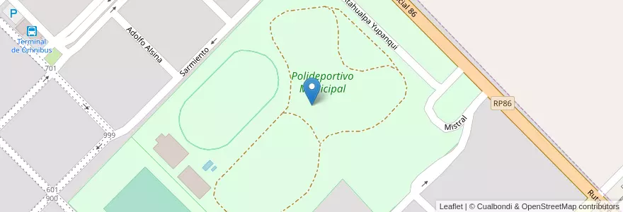 Mapa de ubicacion de Polideportivo Municipal en アルゼンチン, ブエノスアイレス州, Partido De General Lamadrid, General Lamadrid.