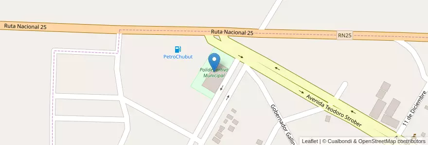 Mapa de ubicacion de Polideportivo Municipal en Arjantin, Şili, Chubut, Departamento Paso De Indios, Paso De Indios.