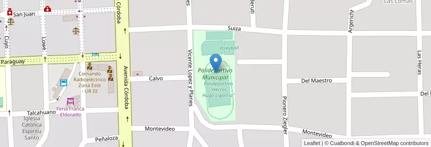 Mapa de ubicacion de Polideportivo Municipal en 아르헨티나, Misiones, Departamento Eldorado, Municipio De Eldorado, Eldorado.