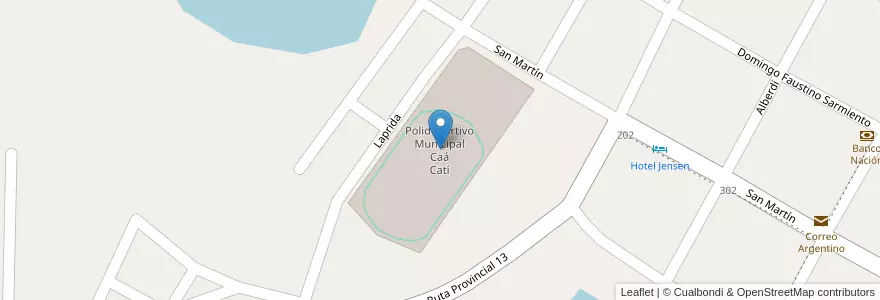 Mapa de ubicacion de Polideportivo Municipal Caá Catí en アルゼンチン, コリエンテス州, Departamento General Paz, Municipio De Nuestra Señora Del Rosario De Caá Catí.