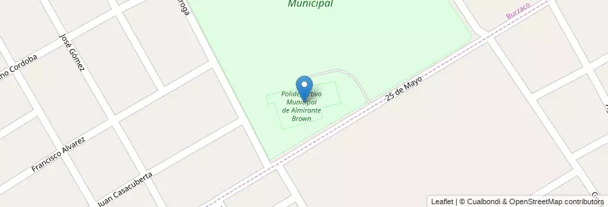Mapa de ubicacion de Polideportivo Municipal de Almirante Brown en Arjantin, Buenos Aires, Partido De Almirante Brown, Ministro Rivadavia.