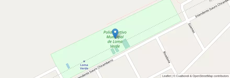 Mapa de ubicacion de Polideportivo Municipal de Loma Verde en Arjantin, Buenos Aires, Partido De General Paz.