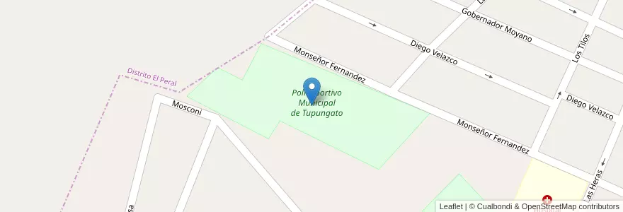 Mapa de ubicacion de Polideportivo Municipal de Tupungato en 阿根廷, 智利, Mendoza, Departamento Tupungato, Distrito Ciudad De Tupungato.