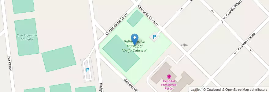 Mapa de ubicacion de Polideportivo Municipal "Delfo Cabrera" en Arjantin, Buenos Aires, Partido De Avellaneda, Sarandí.
