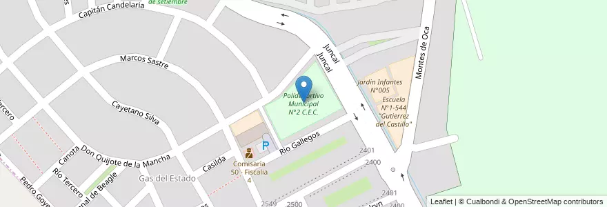 Mapa de ubicacion de Polideportivo Municipal N°2 C.E.C. en アルゼンチン, チリ, メンドーサ州, Godoy Cruz, Departamento Godoy Cruz, Distrito Ciudad De Godoy Cruz.