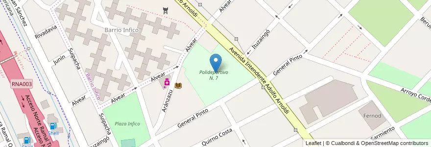 Mapa de ubicacion de Polideportivo N. 7 en 阿根廷, 布宜诺斯艾利斯省, Partido De San Fernando, San Fernando.