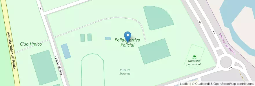 Mapa de ubicacion de Polideportivo Policial en アルゼンチン, サンティアゴ・デル・エステロ州, Departamento Banda, Departamento Capital.