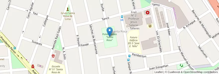 Mapa de ubicacion de Polideportivo "Santa Rosa" en Arjantin, Jujuy, Departamento Doctor Manuel Belgrano, Municipio De San Salvador De Jujuy.