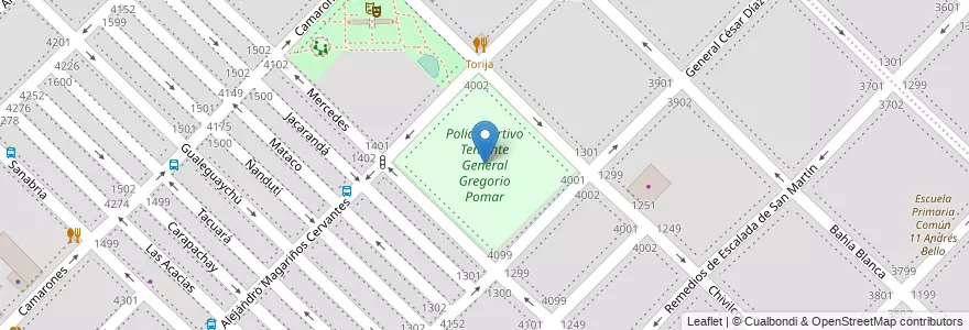 Mapa de ubicacion de Polideportivo Teniente General Gregorio Pomar, Floresta en الأرجنتين, Ciudad Autónoma De Buenos Aires, Buenos Aires, Comuna 10.