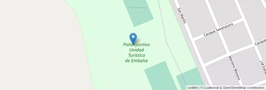 Mapa de ubicacion de Polideportivo Unidad Turística de Embalse en Arjantin, Córdoba, Departamento Calamuchita, Pedanía Cóndores, Municipio De Embalse.