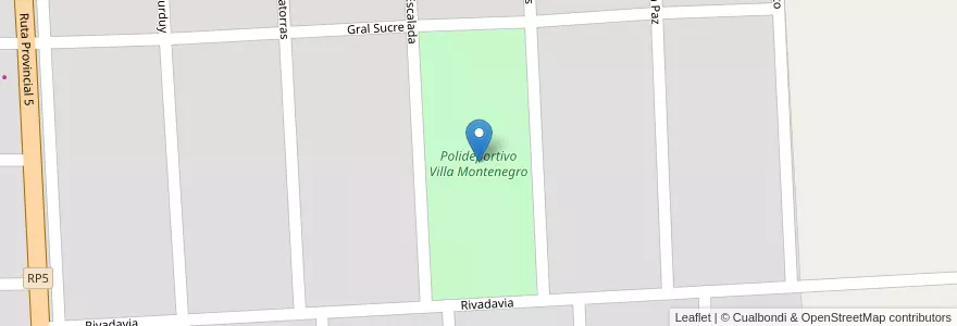 Mapa de ubicacion de Polideportivo Villa Montenegro en 阿根廷, Córdoba, Departamento Santa María, Pedanía Alta Gracia, Anisacate.