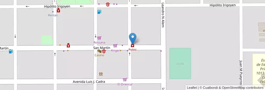Mapa de ubicacion de Polini en 阿根廷, Chaco, Departamento Fray Justo Santa María De Oro, Municipio De Santa Sylvina, Santa Sylvina.