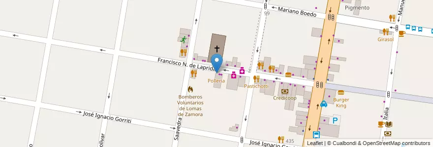 Mapa de ubicacion de Polleria en Argentina, Buenos Aires, Partido De Lomas De Zamora, Lomas De Zamora.