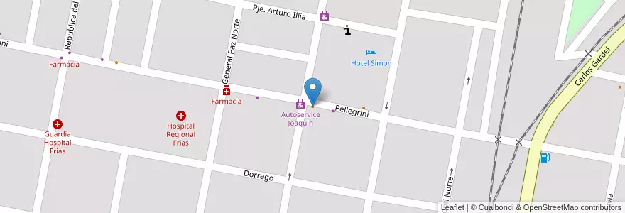 Mapa de ubicacion de Pollo a la parrilla en アルゼンチン, サンティアゴ・デル・エステロ州, Departamento Choya, Frías.