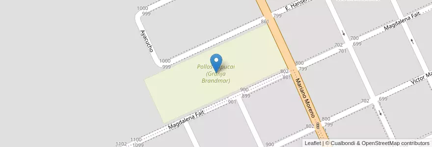Mapa de ubicacion de Pollos Sapucai (Granja Brandmar) en Argentina, Buenos Aires, Brandsen.