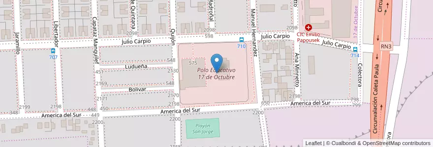 Mapa de ubicacion de Polo Educativo 17 de Octubre en アルゼンチン, チリ, サンタクルス州, Atlántico, Deseado, Caleta Olivia.