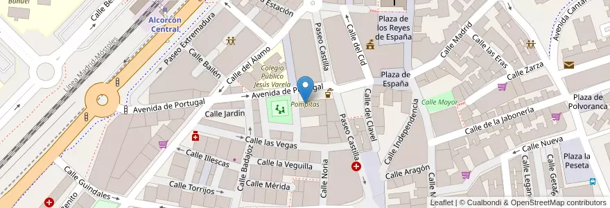 Mapa de ubicacion de Pompitas en Spagna, Comunidad De Madrid, Comunidad De Madrid, Área Metropolitana De Madrid Y Corredor Del Henares, Alcorcón.