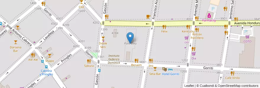 Mapa de ubicacion de Pont Bleu, Palermo en Argentina, Autonomous City Of Buenos Aires, Autonomous City Of Buenos Aires.