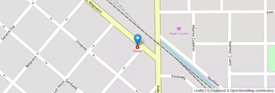 Mapa de ubicacion de Ponte en Аргентина, Кордова, Departamento Tercero Arriba, Municipio De Río Tercero, Pedanía Salto, Río Tercero.