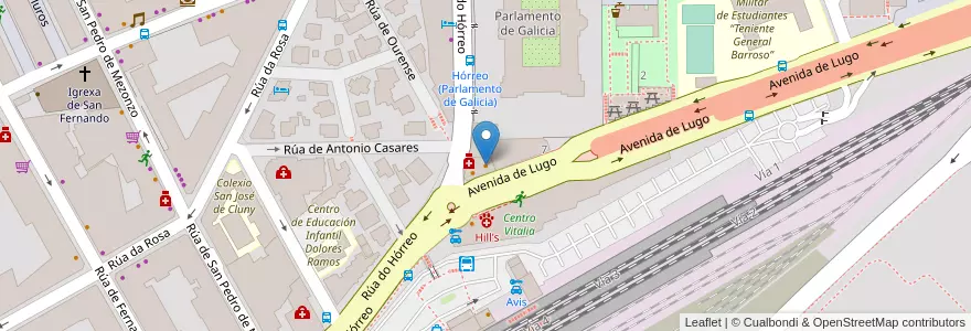 Mapa de ubicacion de Ponte Seca en Espanha, Galiza, A Corunha, Santiago, Santiago De Compostela.