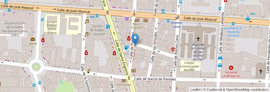 Mapa de ubicacion de Ponzano en Испания, Мадрид, Мадрид, Área Metropolitana De Madrid Y Corredor Del Henares, Мадрид.