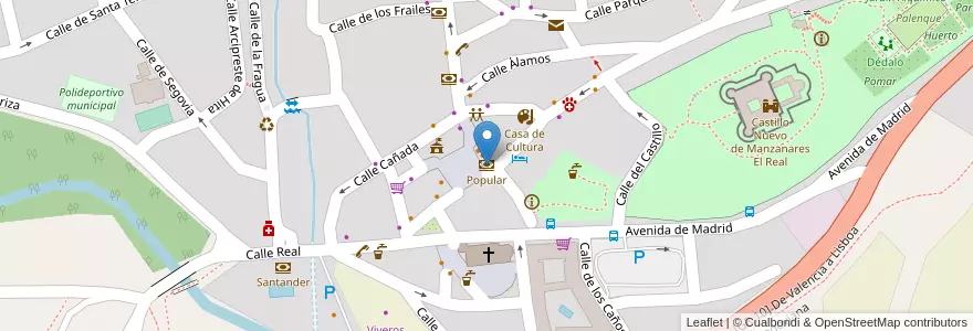 Mapa de ubicacion de Popular en Испания, Мадрид, Мадрид, Cuenca Alta Del Manzanares, Manzanares El Real.