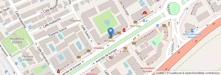 Mapa de ubicacion de Popular en Испания, Мадрид, Мадрид, Área Metropolitana De Madrid Y Corredor Del Henares, Pozuelo De Alarcón.