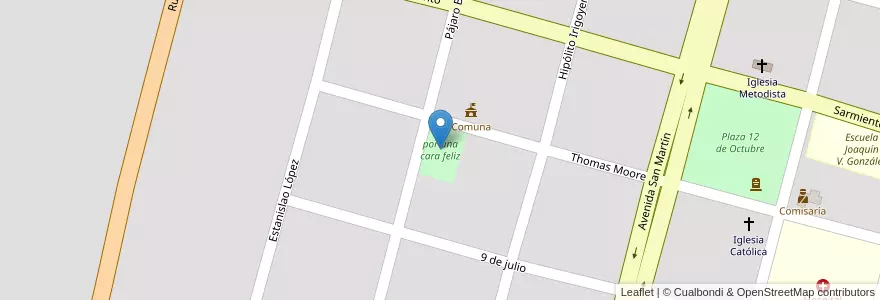 Mapa de ubicacion de por una cara feliz en Argentina, Santa Fe, Departamento San Javier, Comuna De Alejandra.