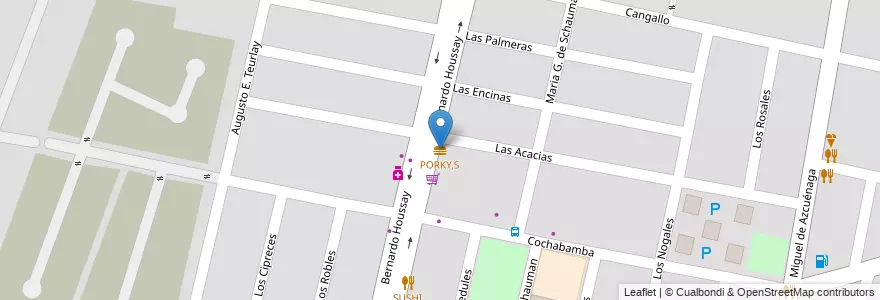 Mapa de ubicacion de PORKY,S en الأرجنتين, تشيلي, Mendoza, Departamento Guaymallén, Distrito Villa Nueva.
