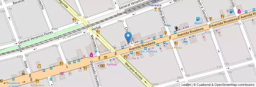 Mapa de ubicacion de Porqueso, Floresta en آرژانتین, Ciudad Autónoma De Buenos Aires, Buenos Aires, Comuna 10.