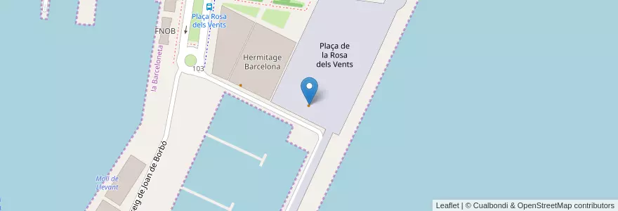 Mapa de ubicacion de Port Vela. La cerveseria del rompeolas en إسبانيا, كتالونيا, برشلونة, بارسلونس, Barcelona.