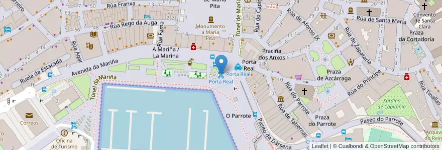 Mapa de ubicacion de Porta Real en Espagne, Galice, A Corogne, La Corogne, La Corogne.
