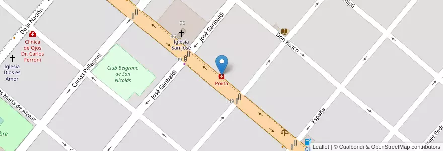 Mapa de ubicacion de Porta en Arjantin, Buenos Aires, Partido De San Nicolás, San Nicolás De Los Arroyos.