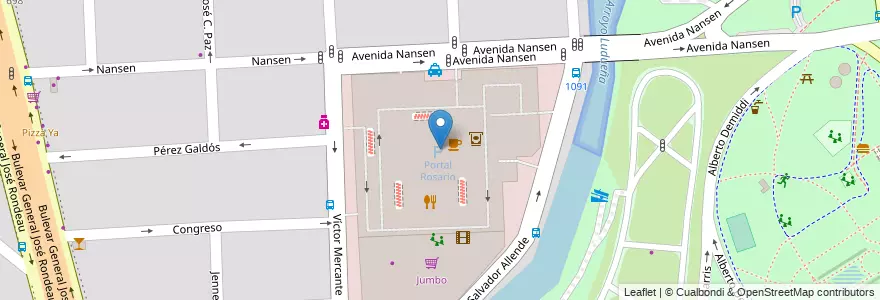 Mapa de ubicacion de Portal Rosario en 아르헨티나, Santa Fe, Departamento Rosario, Municipio De Rosario, 로사리오.