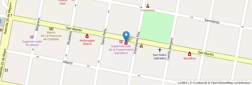 Mapa de ubicacion de Porteña en 阿根廷, Córdoba, Departamento San Justo, Pedanía Libertad, Municipio De Porteña.