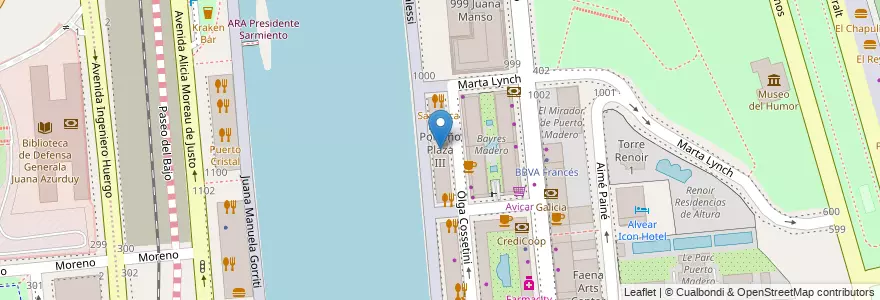 Mapa de ubicacion de Porteño Plaza III, Puerto Madero en アルゼンチン, Ciudad Autónoma De Buenos Aires, Comuna 1, ブエノスアイレス.
