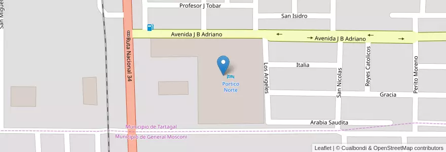 Mapa de ubicacion de Portico Norte en アルゼンチン, サルタ州, General San Martín, Municipio De General Mosconi, Municipio De Tartagal, Tartagal.