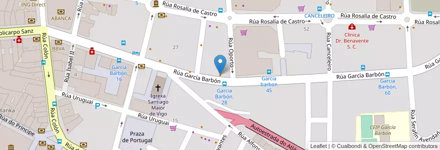 Mapa de ubicacion de Porto Santo en Spanien, Galicien, Pontevedra, Vigo, Vigo.