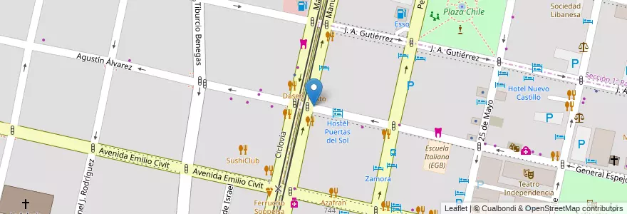 Mapa de ubicacion de Portofino Cafe en Аргентина, Чили, Мендоса, Departamento Capital, Sección 2ª Barrio Cívico, Ciudad De Mendoza.