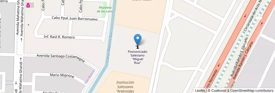 Mapa de ubicacion de Posnoviciado Salesiano "Miguel Rua" en Argentina, Córdova, Departamento Capital, Pedanía Capital, Córdoba, Municipio De Córdoba.