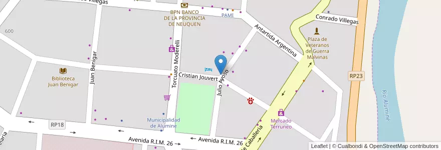 Mapa de ubicacion de Posta Del Rey en Arjantin, Şili, Neuquén, Departamento Aluminé, Límite Municipio De Aluminé, Aluminé.