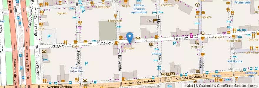 Mapa de ubicacion de Pousser, Retiro en آرژانتین, Ciudad Autónoma De Buenos Aires, Comuna 1, Buenos Aires.